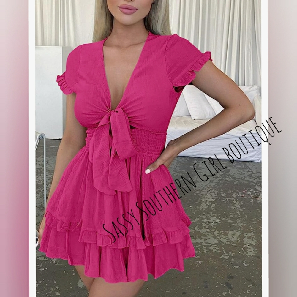 🆕⭐Hot pink ruffle mini dress